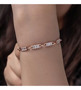 Gümüş Rose Baget Taşlı Kadın Bileklik