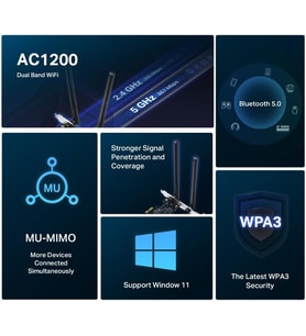 MA30E, AC1200MBPS Ikisi Bir Arada Wi-Fi 5 & Bluetooth 5.0 Pcıe Ağ Kartı