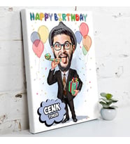 Happy Birthday Karikatürlü Kanvas Tablo