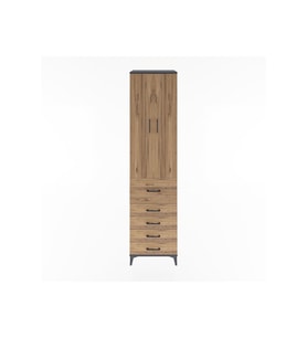 Hyperion Dolap 4 Raflı 5 Çekmeceli 2 Kapaklı 60x44x243 Antrasit-Çam