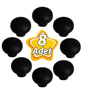 8 Adet Petunya Kulp Siyah Polimer Düğme Kulp Mantar Mobilya Mutfak Dolabı Çekmece Kulbu Kulpları
