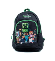 Çocuk Okul Sırt Çantası Erkek Öğrenci Su Geçirmez Minecraft Karakterli Siyah Yeşil
