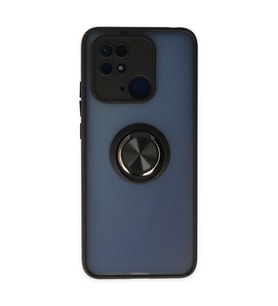 Xiaomi Redmi 10c Kılıf Montreal Yüzüklü Silikon Kapak - Siyah