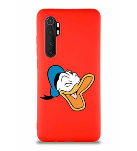 Xiaomi Mi Note 10 Lite Soft Premier Kapak Donald Duck-E Tasarımlı Silikon Kılıf - Kırmızı (Şeffaf)