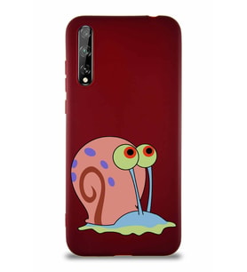 Huawei Y8P Soft Premier Kapak Salyangoz Gary Tasarımlı Silikon Kılıf - Mürdüm (Şeffaf)