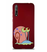 Huawei Y8P Soft Premier Kapak Salyangoz Gary Tasarımlı Silikon Kılıf - Mürdüm (Şeffaf)