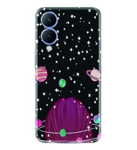 Vivo Y17S Kılıf Resimli Desenli Baskılı Silikon Space Woman 1311