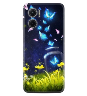 Xiaomi Redmi Note 11E Kılıf Resimli Desenli Baskılı Silikon Flowers Fox 1309