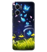 Xiaomi Redmi Note 11E Kılıf Resimli Desenli Baskılı Silikon Flowers Fox 1309