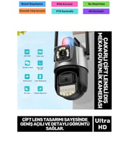 IP66 Su Geçirmez Tam Renkli Görüntüleme Hareket Sensör Çakarlı Çift Lensli Dış Mekan Güvenlik Kamera