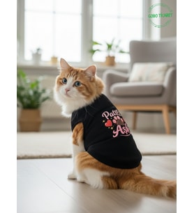 Patili Aşk Desenli Kedi ve Köpek Kıyafeti–Sevimli Evcil Hayvan Tişörtü Elbisesi , Farklı Renk (Siyah)