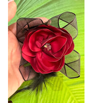 8X8 CM KABARTMA ÇİÇEK BROŞ YAKA İĞNESİ TÜRBAN İĞNESİ SAÇ AKSESUARI (Bordo)