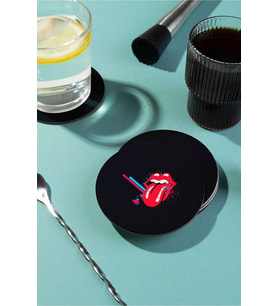 Rainbow Lip Baskılı Ahşap Bardak Altlığı (Çok Renkli)