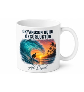 Sörf Temalı Kupa Dalga Sörfçü Okyanus Ruhu Hawaii Rüzgar Bardak Hediye
