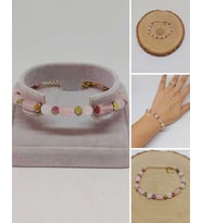 Pembe Kuvars Taşı Tasarım Bileklik (55956)