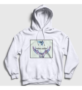 Presmono Unisex Beyaz Smoke Imagine Dragons Kapüşonlu Sweatshirt 82851tt