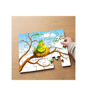 Yuvadaki Sevimli Kuş Tasarımlı 24 Parça Ahşap Çocuk Puzzle MPK0026