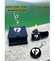 Kişiye Özel Isimli Babalar Günü Siyah Benzinli Çakmak Ve Anahtarlık Özel Ahşap Kutusunda
