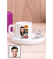 Erkek Türkçe Öğretmenine Özel Hediye Karikatürlü Concept Türk Kahvesi Fincanı