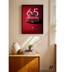 Ford Mustang Fastback 1965 Poster, Siyah Çerçeveli Duvar Tablosu - Oto Severlere Özel
