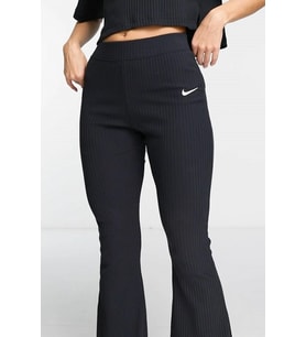 Nike Sportswear Rib Jersey Black Yüksek Belli Fitilli Kadın Siyah Eşofman Altı