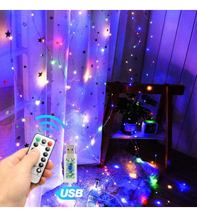 RGB RENKLİ SALKIM LED IŞIK RENKLİ LED IŞIK USB +KUMANDALI RENKLİ İNCE PERİ LEDLİ 3X2.5 METRE YILBAŞI IŞIKLARI DEKOR