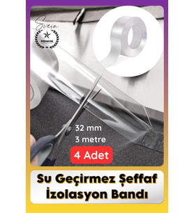 #SızdırmazBant 4 Adet Su Geçirmez Şeffaf İzolasyon Bandı Tezgah Lavabo Kenar Tamir Güçlü 38mm x 3m