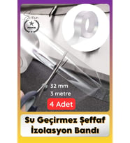 #SızdırmazBant 4 Adet Su Geçirmez Şeffaf İzolasyon Bandı Tezgah Lavabo Kenar Tamir Güçlü 38mm x 3m