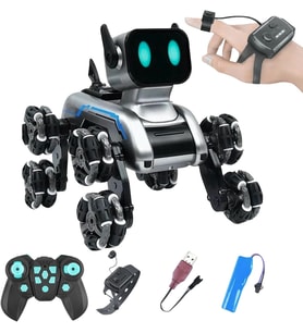 2.4 GhZ Uzaktan ve Bilekten Kumandalı Şarjlı 8 Teker Akrobat Robot Köpek Müzikli ve Led Işıklı Full Fonksiyon Akıllı Köpek Yavrusu Çift Kumanda Kontollü