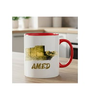 Amed Surları Tasarımlı Klasik Kırmızı Kupa Bardak - Amed Klasik Kırmızı Kupası (Beyaz)