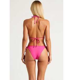 Kadın Bikini Takımı Üçgen Kaplı Nakış Charm Aksesuarlı Normal Bel İpli Bağlamalı Regular Kesim