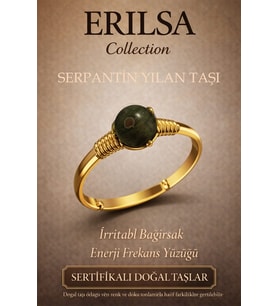Sertifikalı Sindirim Enerji Denge Yüzüğü – Serpantin Taşı Ayarlanabilir Gold İnce Kasa Yengeç Balık (Çok Renkli)
