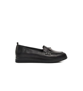 Ayakmod 44280 Siyah Hakiki Deri Kadın Loafer Ayakkabı
