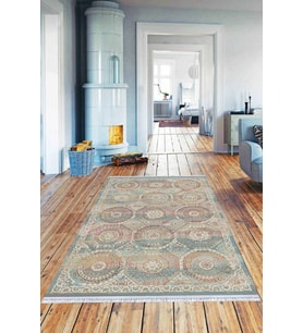 Çok Renkli Vintage Dokuma Pamuk Taban Kaymaz Kilim KLM236