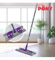 PONY MANDALLI MOP MİKROFİBER YÜZEY TEMİZLİK SETİ PASPAS YER DUVAR CAM KISKAÇLI KLİPSLİ (Mor)