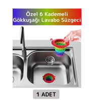 Uzun Ömürlü 6 Kademeli Katlanabilir Gökkuşağı Mutfak Lavabo Musluk Tıkanma Önleyici Lavabo Süzgeci