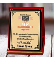 Genetik Uzmanı Baskılı Plaket (1. Tasarım)  Kişiye Özel (Kırmızı)