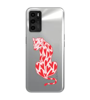 Oppo A16 Uyumlu Çita ve Kalp Desenli Şeffaf Telefon Kılıfı