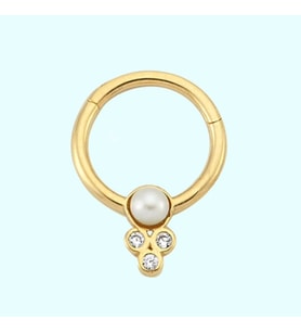 Altın Halka Piercing İnci Form 14 Ayar