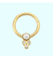 Altın Halka Piercing İnci Form 14 Ayar
