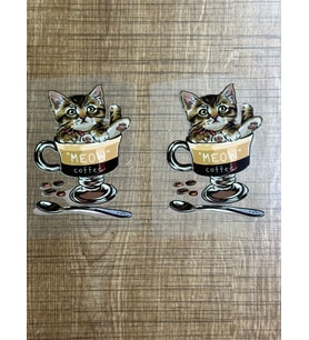 7X5 2 ADET ÜTÜ İLE YAPIŞAN KEDİ KAHVELİ KEDİ ARMA TRAANSFER BASKI APLİKE