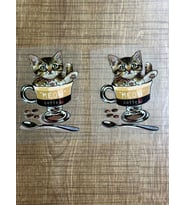 7X5 2 ADET ÜTÜ İLE YAPIŞAN KEDİ KAHVELİ KEDİ ARMA TRAANSFER BASKI APLİKE