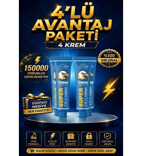 Super Viga 150000 Gecktirici Krem 4'lü Set Erkeklere Özel Bakım Kremi Gizli Paketleme %100 Orijinal Ürün