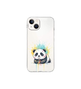 iPhone 13 ile Uyumlu Splash Panda Tasarımlı Şeffaf Silikon Kılıf