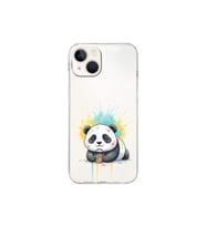 iPhone 13 ile Uyumlu Splash Panda Tasarımlı Şeffaf Silikon Kılıf