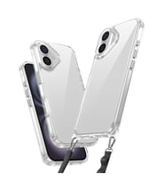 Lexroo iPhone 16 Plus Kılıf Airbagli Takılabilir Askı Aparatlı Snap Silikon Kılıf - Şeffaf