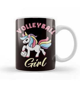 Volleyball Girl Unicorn Ball Sports Beach Volleyball Player Kupa Bardak Porselen