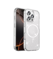 iPhone 16 Pro Kılıf M-safe Şarj Özellikli Parlayan Simli Saydam Renkli Maris Kılıf (Renksiz)