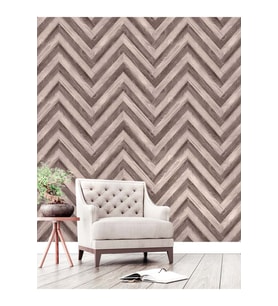 Dreamwall Ahşap Zigzag Desenli Isı Ve Ses Yalıtımlı Sağlıklı Tekstil Duvar Kağıdı (Kahverengi)