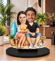 Kişiye Özel Fotoğraflı Tatil Temalı Çift Biblosu Karikatür Sevgiliye Romantik Hediye